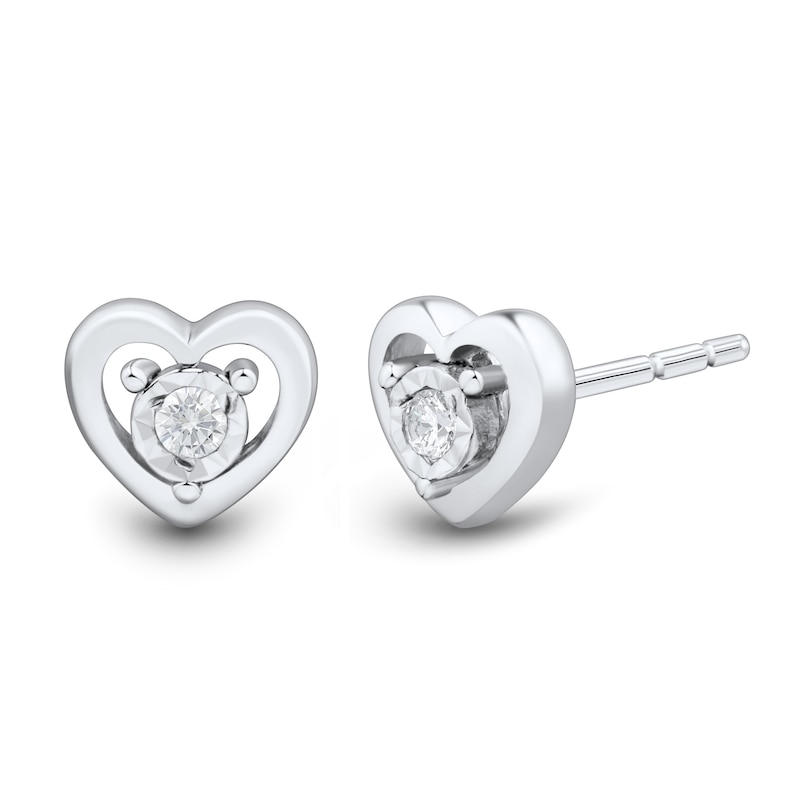 Main Image 1 of 1/20 CT. T.W. Certified Lab-Grown Diamond Solitaire Heart Stud Earrings in Sterling Silver (I/SI2)