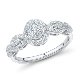 1/2 CT. T.W. Oval-Shaped Certified Lab-Grown Multi-Diamond Twist Frame Ring in Sterling Silver (I/SI2)