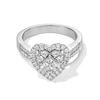 Thumbnail Image 1 of 3/4 CT. T.W. Quad Princess-Cut Diamond Double Heart Frame Engagement Ring in 10K White Gold