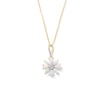 Thumbnail Image 1 of Marquise and Pear Lab-Created Opal with White Lab-Created Sapphire Flower Pendant in Sterling Silver with 14K Gold Plate