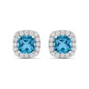 Thumbnail Image 3 of Cushion-Cut Swiss Blue Topaz and 1/2 CT. T.W. Certified Lab-Grown Diamond Frame Stud Earrings in 14K White Gold