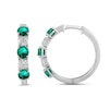 Thumbnail Image 2 of Lab-Created Emerald and 1/2 CT. T.W. Certified Lab-Grown Diamond Alternating Hoop Earrings in 14K White Gold (F/SI2)