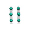 Thumbnail Image 3 of Lab-Created Emerald and 1/2 CT. T.W. Certified Lab-Grown Diamond Alternating Hoop Earrings in 14K White Gold (F/SI2)