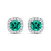 Thumbnail Image 3 of Cushion-Cut Lab-Created Emerald and 1/2 CT. T.W. Certified Lab-Grown Diamond Frame Stud Earrings in 14K White Gold