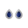 Thumbnail Image 3 of Pear Blue Lab-Created Sapphire and 3/8 CT. T.W. Certified Lab-Grown Diamond Frame Stud Earrings in 14K White Gold