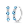 Thumbnail Image 1 of Swiss Blue Topaz and 1/2 CT. T.W. Certified Lab-Grown Diamond Alternating Hoop Earrings in 14K White Gold (F/SI2)