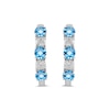 Thumbnail Image 3 of Swiss Blue Topaz and 1/2 CT. T.W. Certified Lab-Grown Diamond Alternating Hoop Earrings in 14K White Gold (F/SI2)