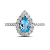 Thumbnail Image 3 of Pear-Shaped Swiss Blue Topaz and 1/2 CT. T.W. Certified Lab-Grown Diamond Frame Ring in 14K White Gold (F/SI2)