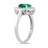Thumbnail Image 2 of Cushion-Cut Lab-Created Emerald and 1/2 CT. T.W. Certified Lab-Grown Diamond Frame Ring in 14K White Gold (F/SI2)