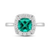Thumbnail Image 3 of Cushion-Cut Lab-Created Emerald and 1/2 CT. T.W. Certified Lab-Grown Diamond Frame Ring in 14K White Gold (F/SI2)