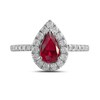 Thumbnail Image 3 of Pear-Shaped Lab-Created Ruby and 1/2 CT. T.W. Certified Lab-Grown Diamond Frame Ring in 14K White Gold (F/SI2)
