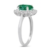Thumbnail Image 2 of Oval Lab-Created Emerald and 1/2 CT. T.W. Certified Lab-Grown Diamond Sunburst Frame Ring in 14K White Gold (F/SI2)
