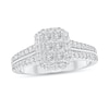 Thumbnail Image 1 of 7/8 CT. T.W. Emerald-Shaped Multi-Diamond Frame Split Shank Engagement Ring in 10K White Gold