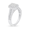 Thumbnail Image 2 of 7/8 CT. T.W. Emerald-Shaped Multi-Diamond Frame Split Shank Engagement Ring in 10K White Gold