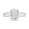 Thumbnail Image 3 of 7/8 CT. T.W. Emerald-Shaped Multi-Diamond Frame Split Shank Engagement Ring in 10K White Gold