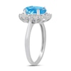 Thumbnail Image 2 of Oval Swiss Blue Topaz and 1/2 CT. T.W. Certified Lab-Grown Diamond Sunburst Frame Ring in 14K White Gold (F/SI2)