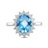 Thumbnail Image 3 of Oval Swiss Blue Topaz and 1/2 CT. T.W. Certified Lab-Grown Diamond Sunburst Frame Ring in 14K White Gold (F/SI2)