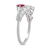 Thumbnail Image 2 of Lab-Created Ruby and 3/4 CT. T.W. Certified Lab-Grown Diamond Graduated Bypass Ring in 14K White Gold (F/SI2)