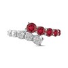 Thumbnail Image 3 of Lab-Created Ruby and 3/4 CT. T.W. Certified Lab-Grown Diamond Graduated Bypass Ring in 14K White Gold (F/SI2)