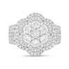 Thumbnail Image 3 of 2-3/8 CT. T.W. Flower-Shaped Multi-Diamond Double Frame Multi-Row Engagement Ring in 14K White Gold