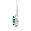 Thumbnail Image 2 of Oval Lab-Created Emerald and 1/2 CT. T.W. Certified Lab-Grown Diamond Sunburst Frame Pendant in 14K White Gold
