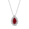 Thumbnail Image 1 of Pear-Shaped Lab-Created Ruby and 1/3 CT. T.W. Certified Lab-Grown Diamond Frame Pendant in 14K White Gold (F/SI2)
