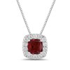 Thumbnail Image 1 of Cushion-Cut Lab-Created Ruby and 1/2 CT. T.W. Certified Lab-Grown Diamond Frame Pendant in 14K White Gold (F/SI2)