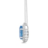 Thumbnail Image 2 of Oval Swiss Blue Topaz and 1/2 CT. T.W. Certified Lab-Grown Diamond Sunburst Frame Pendant in 14K White Gold (F/SI2)