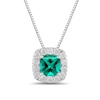 Thumbnail Image 1 of Cushion-Cut Lab-Created Emerald and 1/2 CT. T.W. Certified Lab-Grown Diamond Frame Pendant in 14K White Gold (F/SI2)