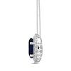 Thumbnail Image 2 of Oval Blue Lab-Created Sapphire and 1/2 CT. T.W. Certified Lab-Grown Diamond Sunburst Frame Pendant in 14K White Gold