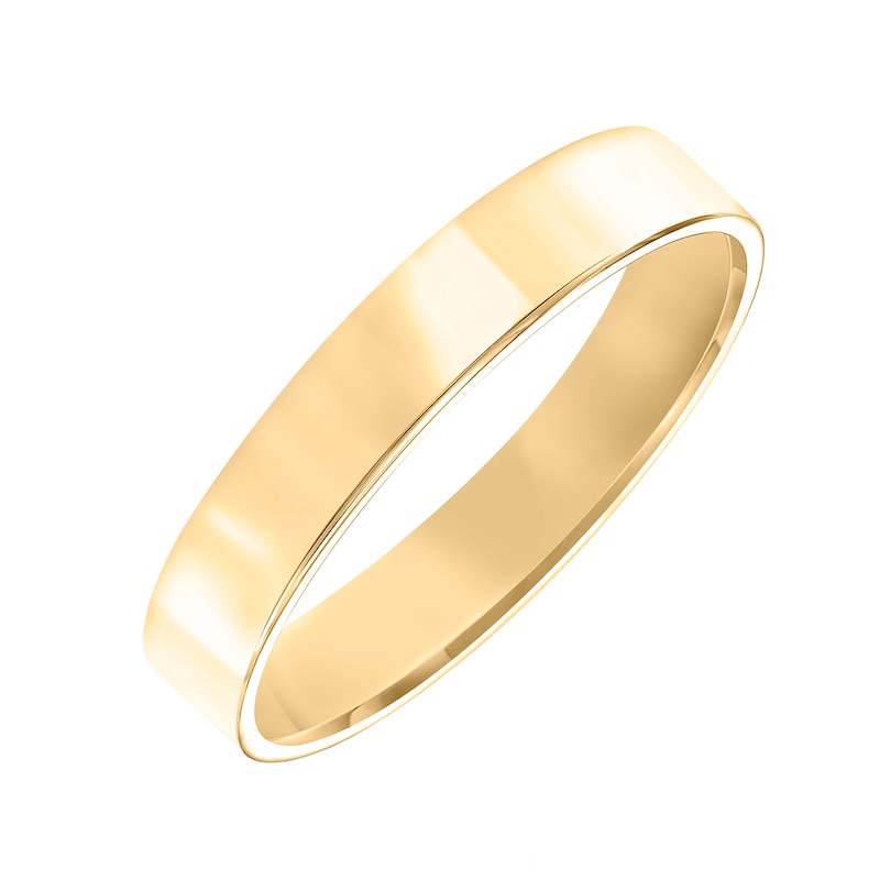 Main Image 1 of 4.0mm Engravable Pipe Cut Comfort-Fit Wedding Band in 10K Gold (1 Line)
