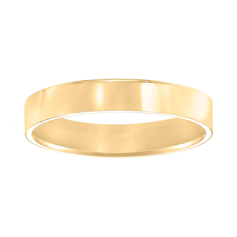 Main Image 2 of 4.0mm Engravable Pipe Cut Comfort-Fit Wedding Band in 10K Gold (1 Line)