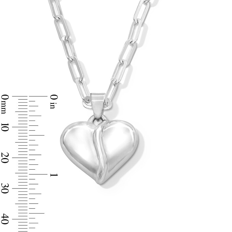 Main Image 4 of Puff Heart Pendant in Sterling Silver