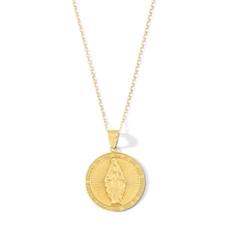 Virgin Mary Miraculous Medal Pendant in 10K Gold