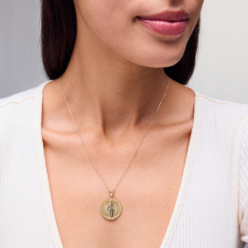 Main Image 2 of Virgin Mary Miraculous Medal Pendant in 10K Gold