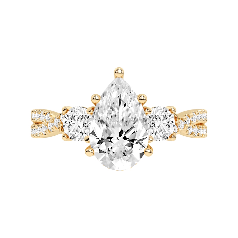 Main Image 3 of 2-3/4 CT. T.W. Pear-Shaped Certified Lab-Grown Diamond Three Stone Engagement Ring in 14K Gold (F/SI2)