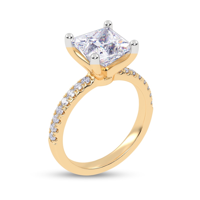 Main Image 2 of 2-1/4 CT. T.W. Princess-Cut Certified Lab-Grown Diamond Engagement Ring in 14K Gold (I/SI2)
