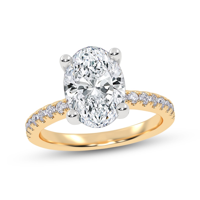 Main Image 1 of 2-1/4 CT. T.W. Oval Certified Lab-Grown Diamond Engagement Ring in 14K Gold (I/SI2)