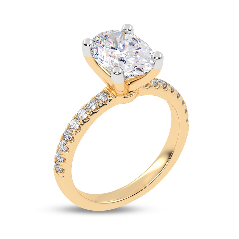 Main Image 2 of 2-1/4 CT. T.W. Oval Certified Lab-Grown Diamond Engagement Ring in 14K Gold (I/SI2)