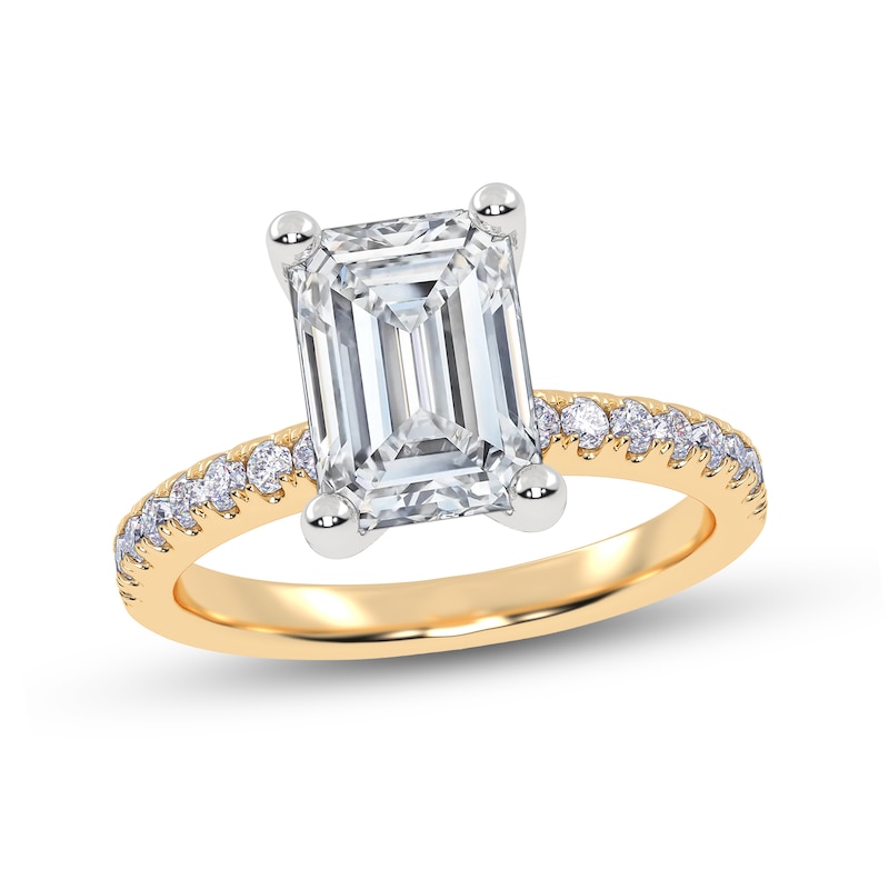 Main Image 1 of 2-1/4 CT. T.W. Emerald-Cut Certified Lab-Grown Diamond Engagement Ring in 14K Gold (I/SI2)