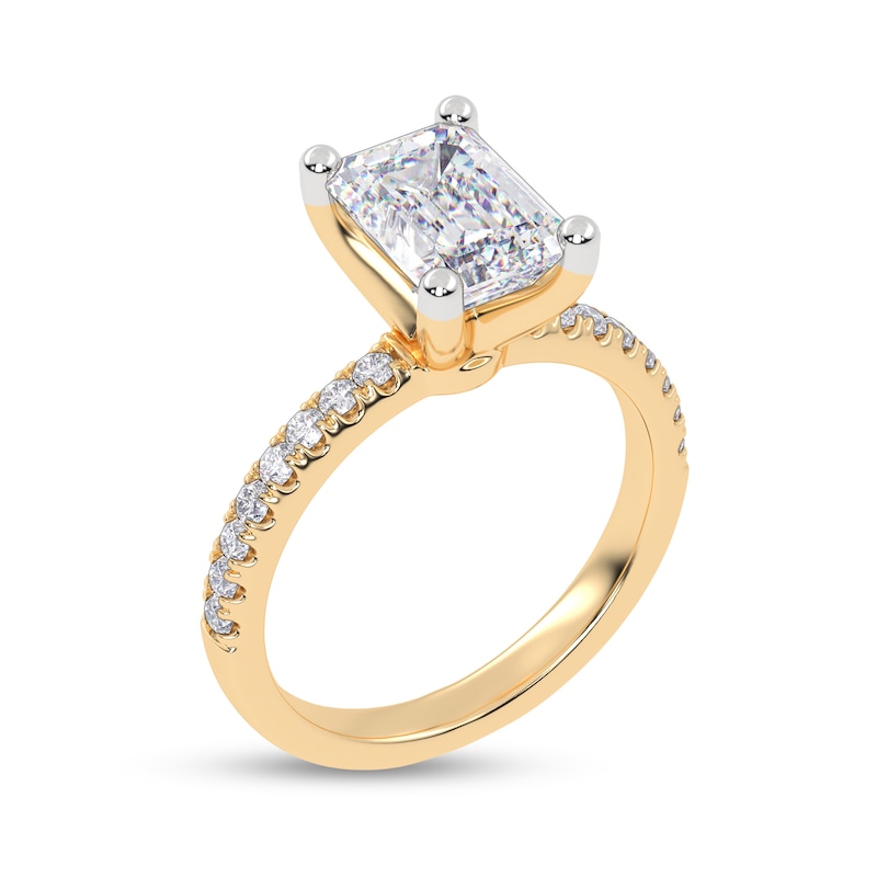 Main Image 2 of 2-1/4 CT. T.W. Emerald-Cut Certified Lab-Grown Diamond Engagement Ring in 14K Gold (I/SI2)
