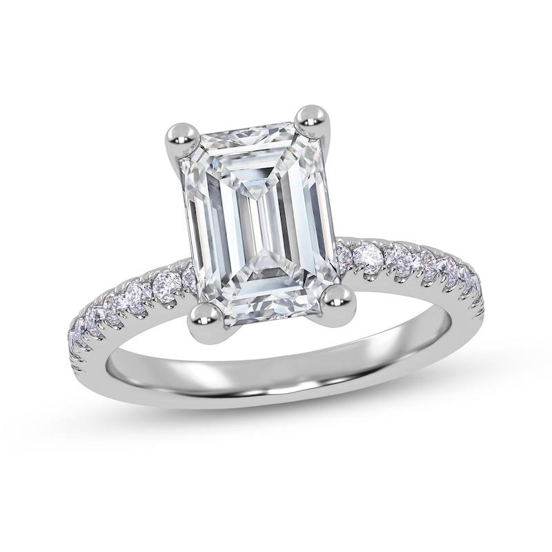 Main Image 1 of 2-1/4 CT. T.W. Emerald-Cut Certified Lab-Grown Diamond Engagement Ring in 14K White Gold (I/SI2)