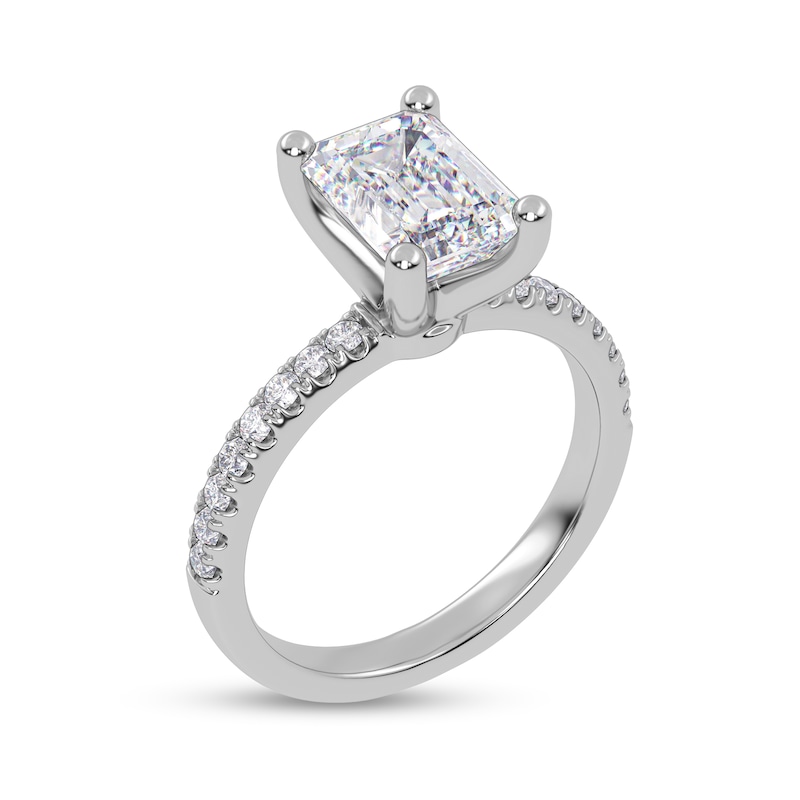 Main Image 2 of 2-1/4 CT. T.W. Emerald-Cut Certified Lab-Grown Diamond Engagement Ring in 14K White Gold (I/SI2)