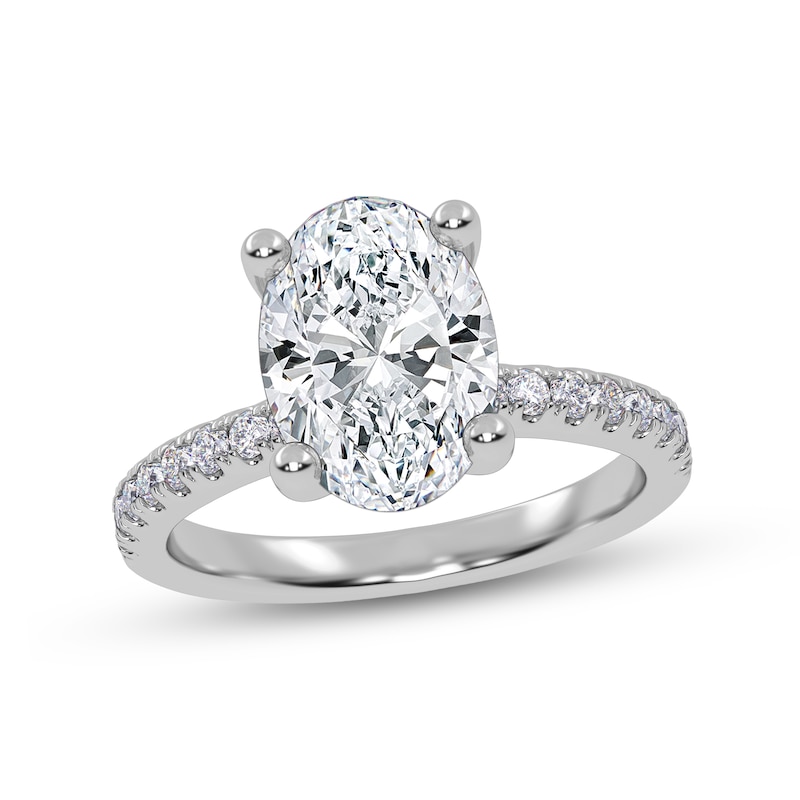 Main Image 1 of 2-1/4 CT. T.W. Oval Certified Lab-Grown Diamond Engagement Ring in 14K White Gold (I/SI2)