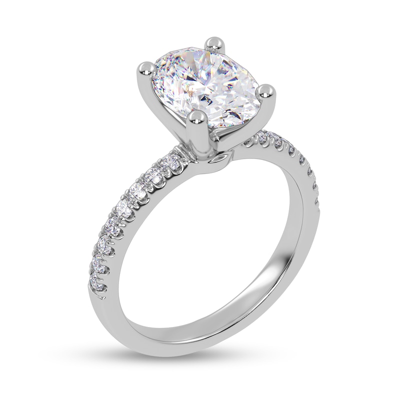 Main Image 2 of 2-1/4 CT. T.W. Oval Certified Lab-Grown Diamond Engagement Ring in 14K White Gold (I/SI2)