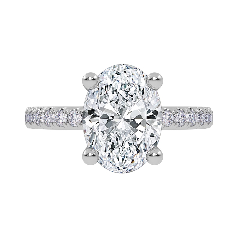 Main Image 3 of 2-1/4 CT. T.W. Oval Certified Lab-Grown Diamond Engagement Ring in 14K White Gold (I/SI2)