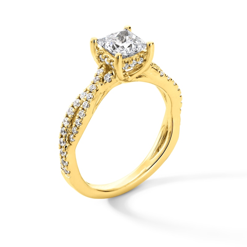 Main Image 2 of 1-3/8 CT. T.W. Princess-Cut Certified Lab-Grown Diamond Twist Shank Engagement Ring in 14K Gold (I/SI2)