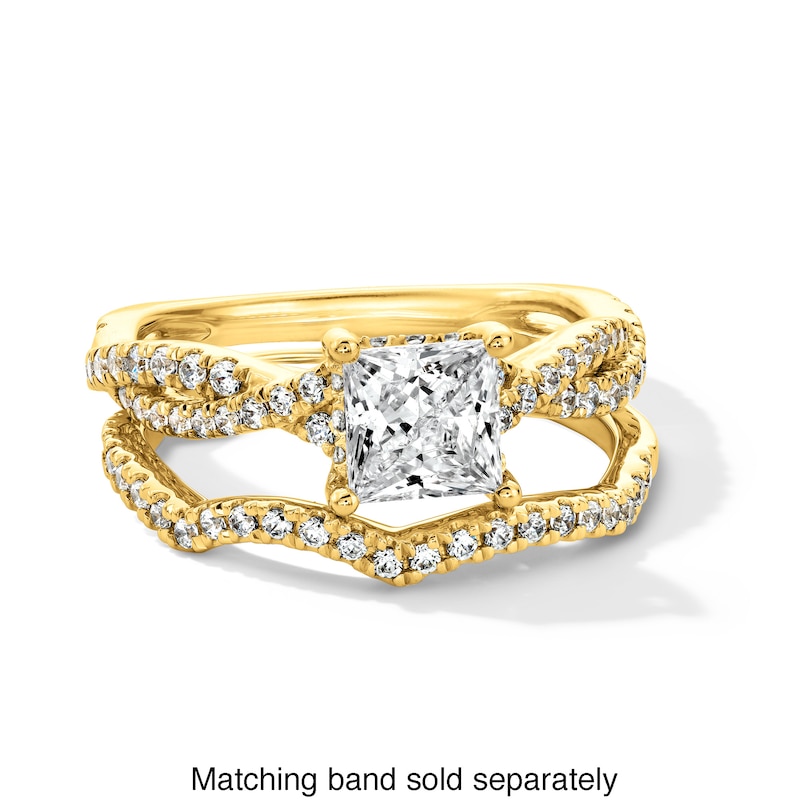 Main Image 3 of 1-3/8 CT. T.W. Princess-Cut Certified Lab-Grown Diamond Twist Shank Engagement Ring in 14K Gold (I/SI2)