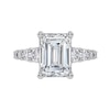 Thumbnail Image 3 of 3-3/4 CT. T.W. Emerald-Cut Certified Lab-Grown Diamond Graduated Shank Engagement Ring in 14K White Gold (I/SI2)