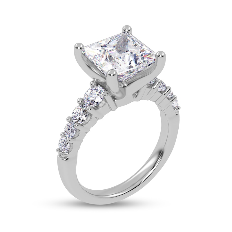 Main Image 2 of 3-3/4 CT. T.W. Princess-Cut Certified Lab-Grown Diamond Graduated Shank Engagement Ring in 14K White Gold (I/SI2)